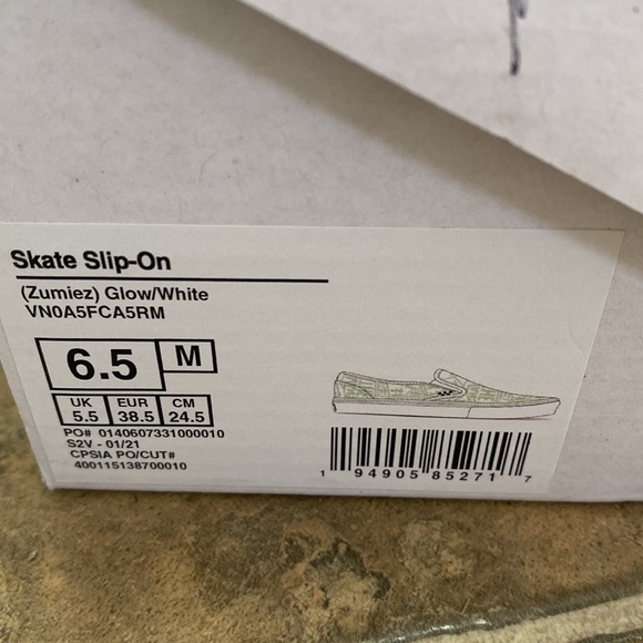 Vans Limited Edition Glow In The Dark Slip-On Shoes.  Zumies Exclusive. - Picture 5 of 9